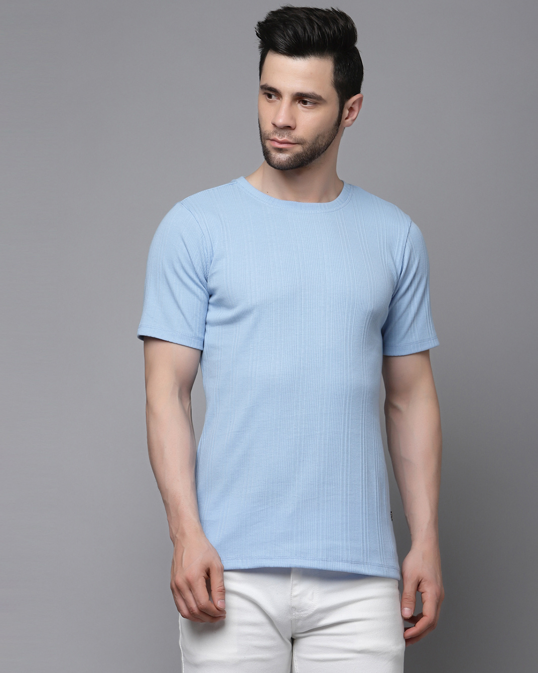 Shop Men's Blue Slim Fit T-shirt-Back