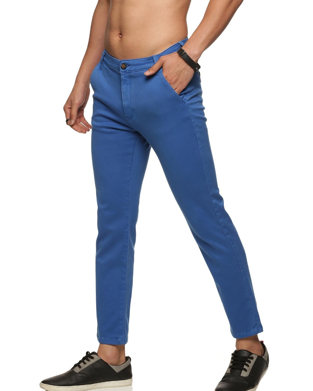 Shop Men's Blue Slim Fit Trousers-Back