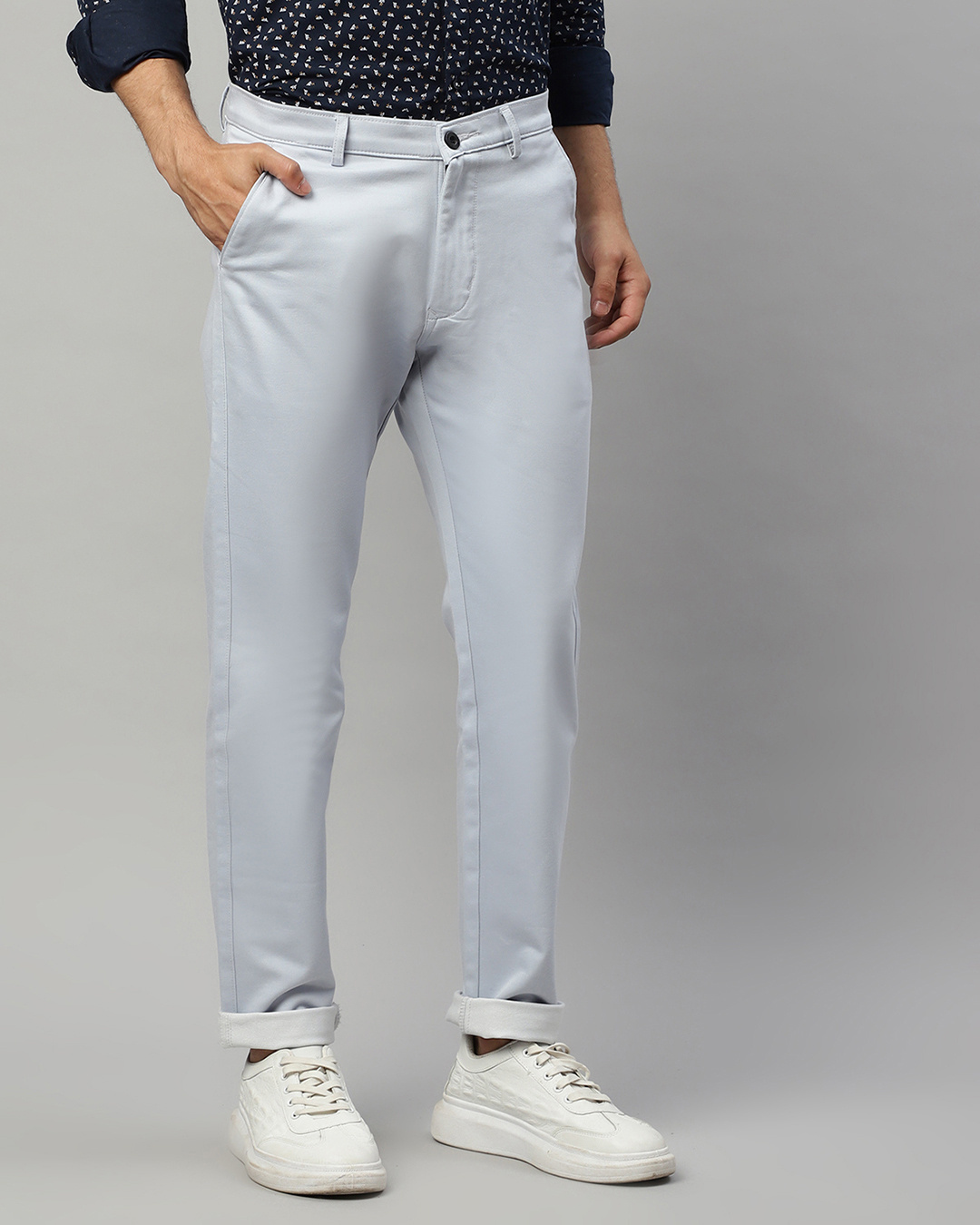 Shop Men's Blue Slim Fit Trousers-Back
