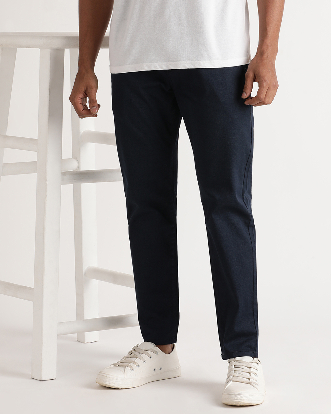 Buy Men's Blue Slim Fit Trousers Online at Bewakoof