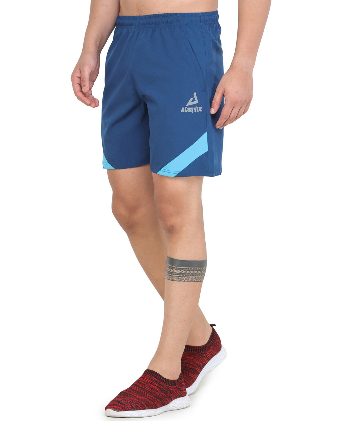 Shop Men's Blue Solid Basic Shorts-Back