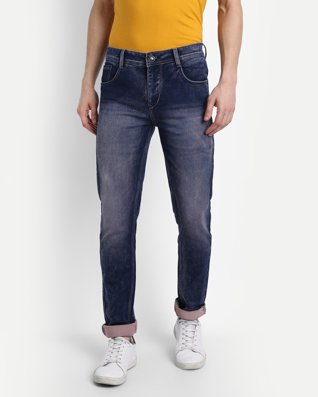 Buy Men's Blue Solid Slim Fit Denim Jeans Online at Bewakoof