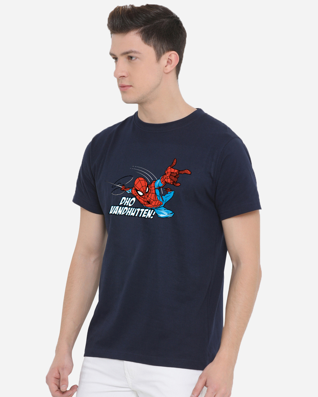 Shop Men's Blue Spider Man Dho Vandhutten Graphic Printed T-shirt-Back