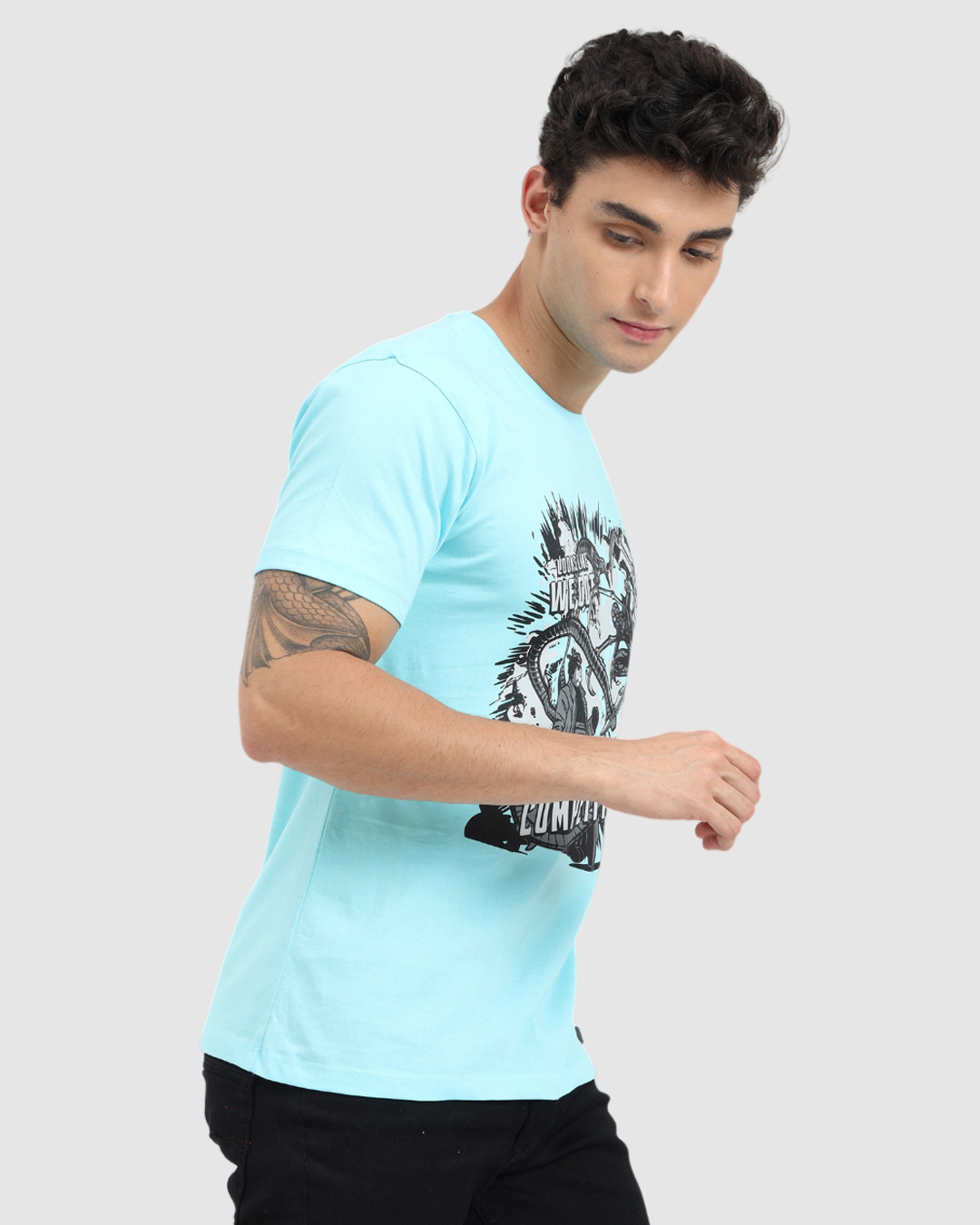 Shop Men's Blue Spider Man Fighting Graphic Printed T-shirt-Back
