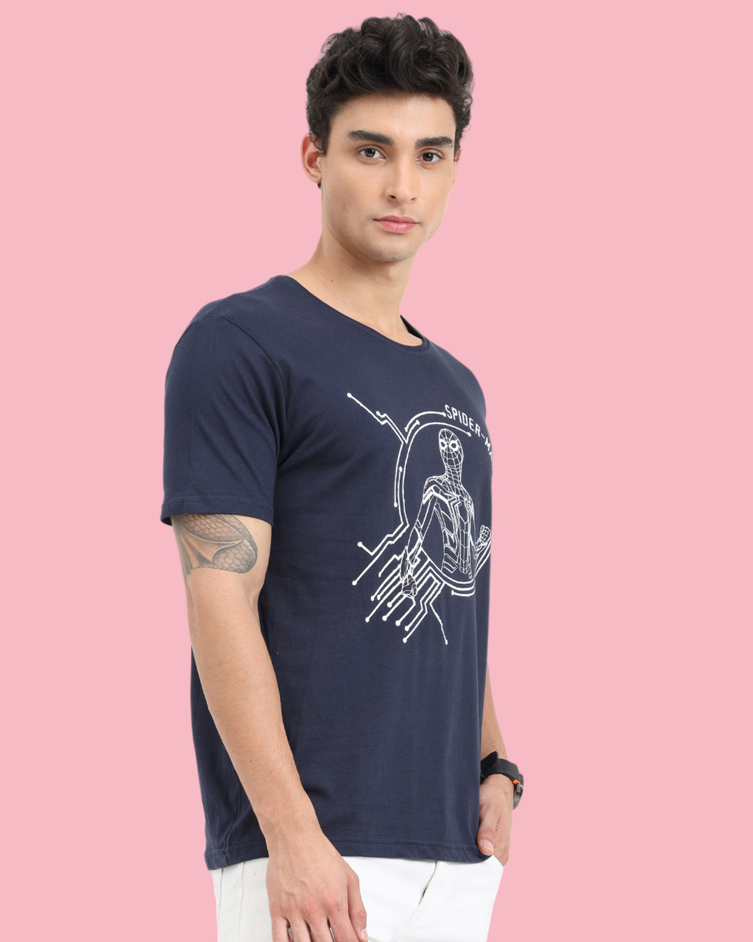 Shop Men's Blue Spider Man Graphic Print T-Shirt-Back