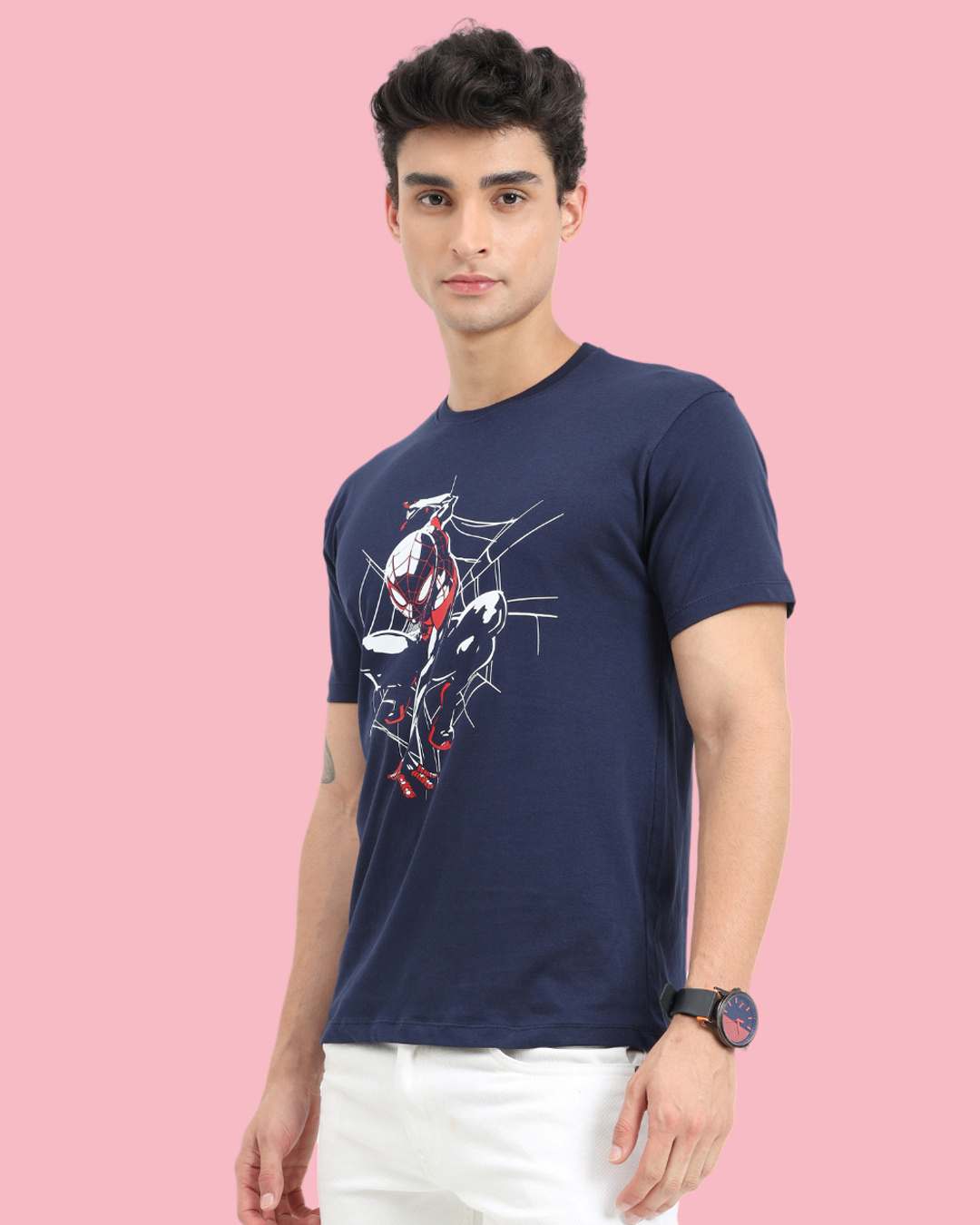 Shop Men's Blue Spider Man Graphic Printed T-shirt-Back