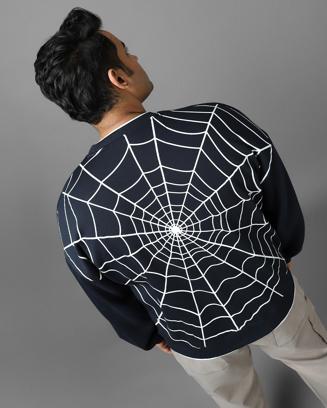 Buy Men's Blue Spiderman Graphic Printed Oversized Plus Size Sweatshirt ...