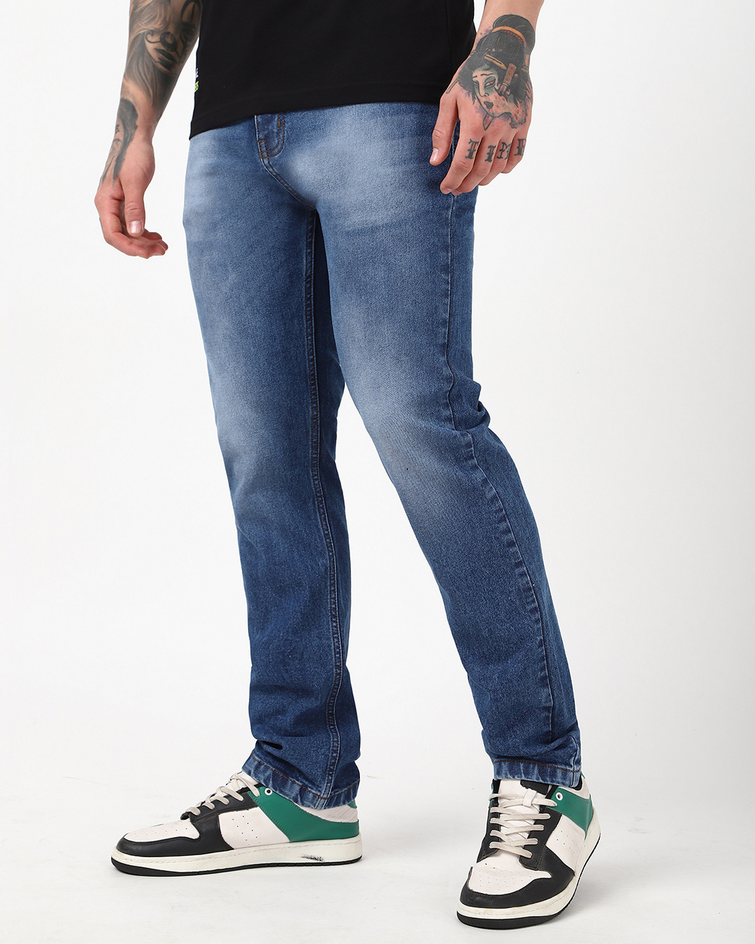 Shop Men's Blue Slim Straight Fit Mid-Rise Stretchable Jeans-Back