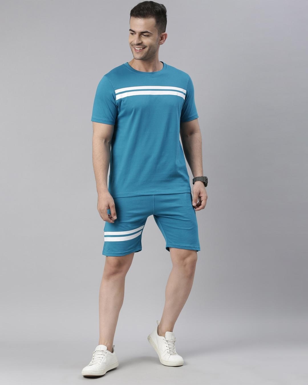 Buy Men's Blue Striped Co-ord Set Online in India at Bewakoof