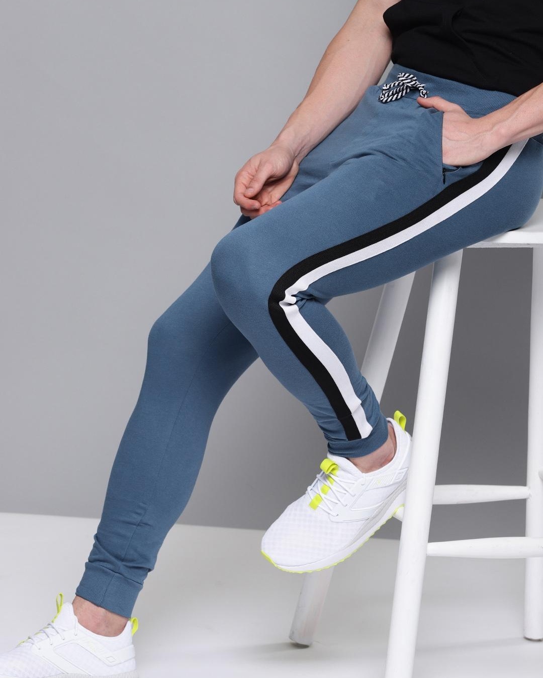 Buy Men's Blue Striped Joggers for Men Blue Online at Bewakoof