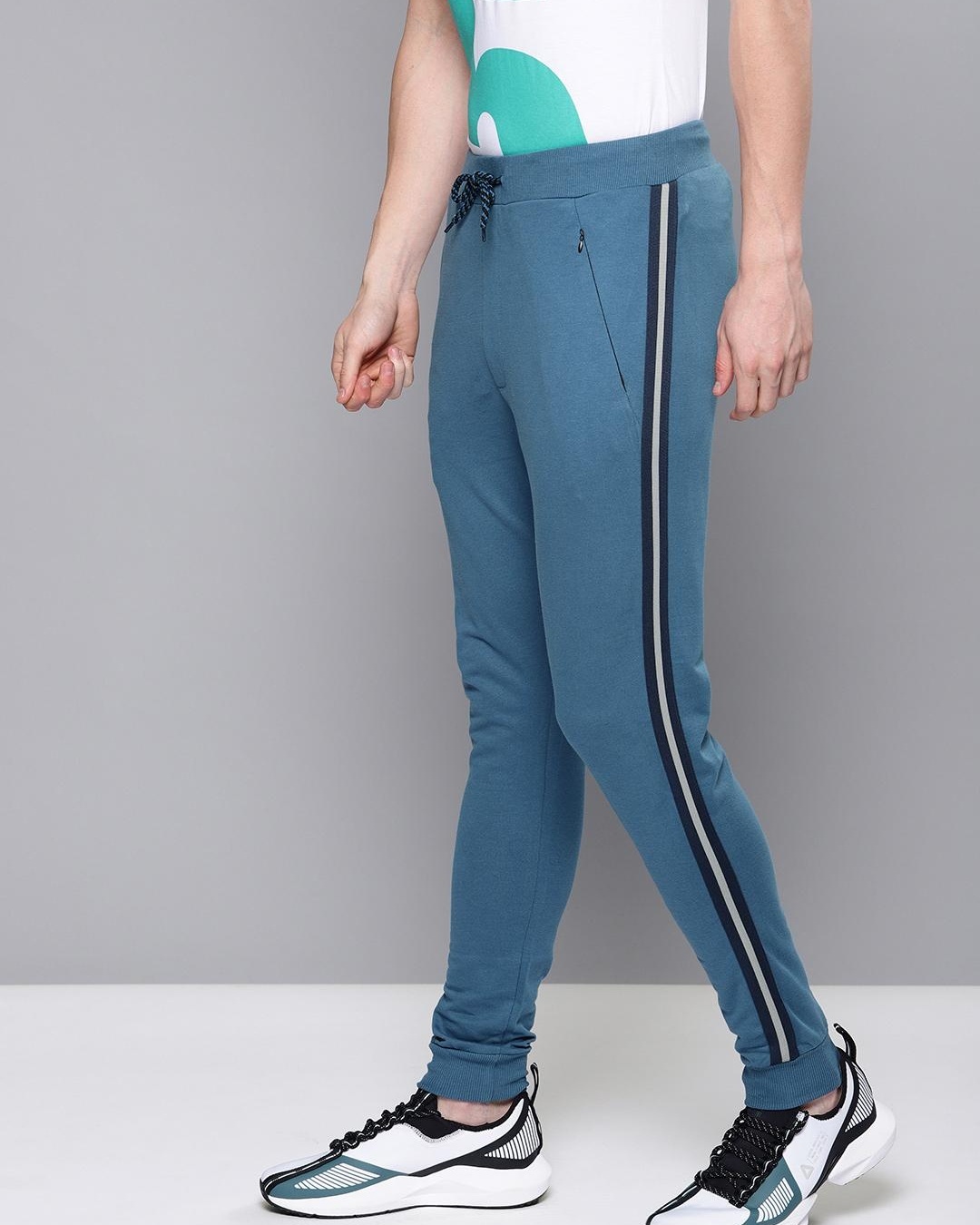 Collar Stripe Jogger Set - Blue main image 1