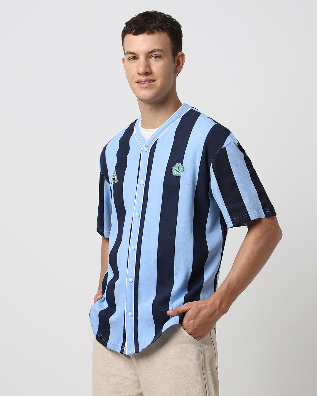 Shop Men's Blue Striped Oversized Shirt-Back
