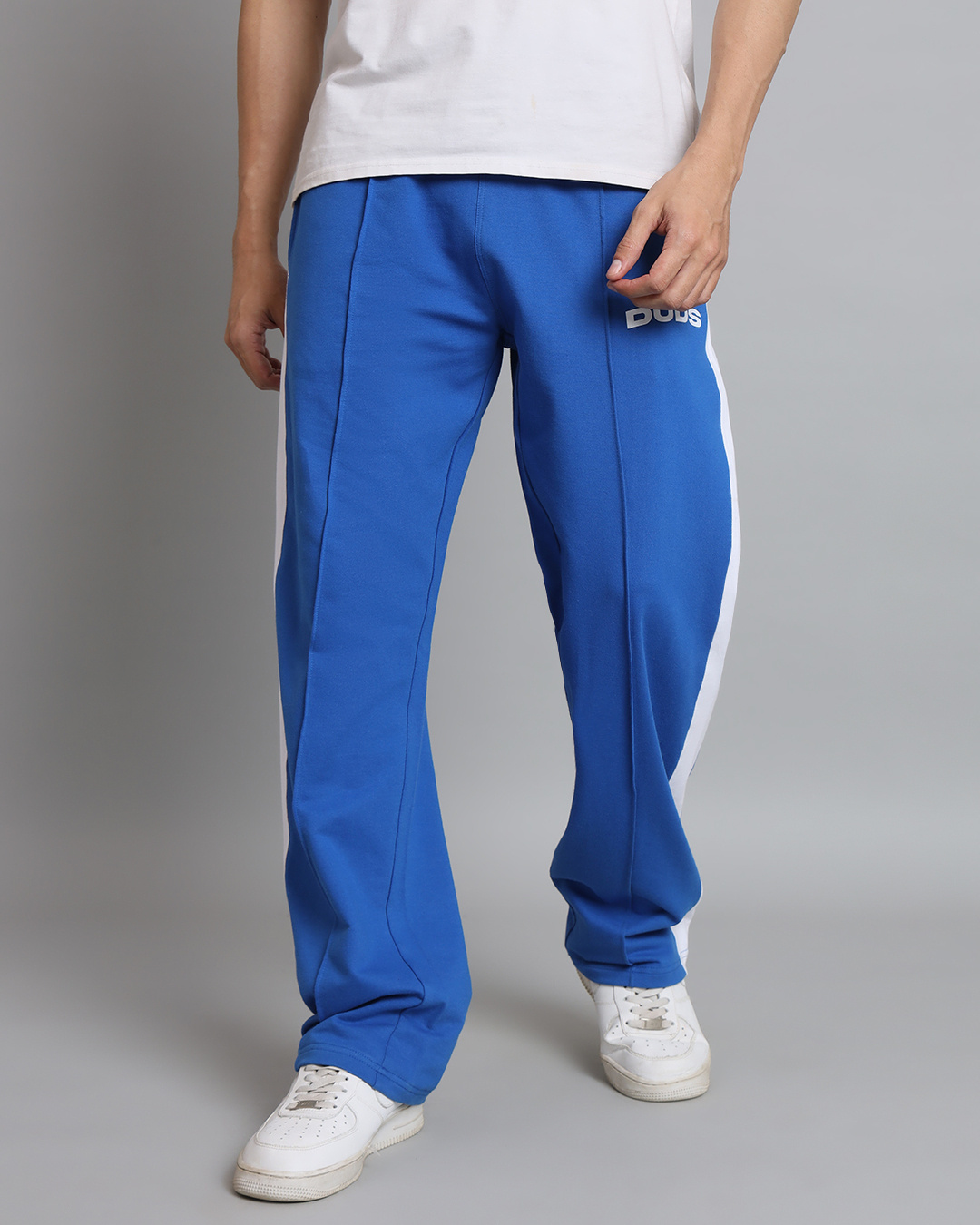 Shop Men's Blue Striped Relaxed Fit Track Pants-Back