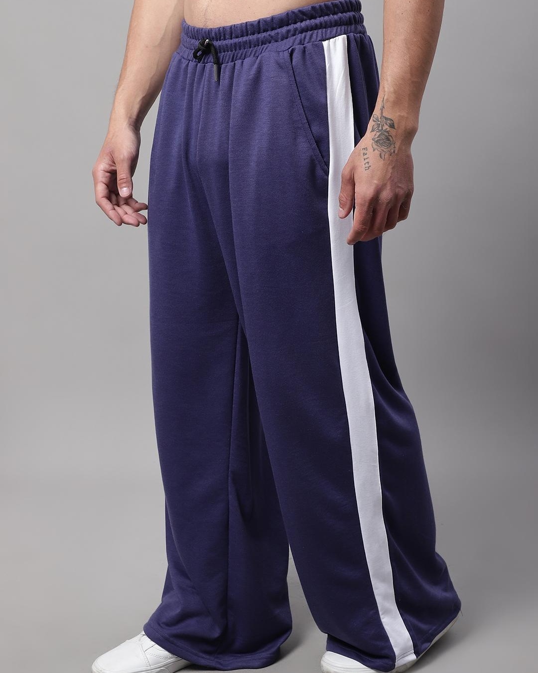 Buy Men's Blue Striped Relaxed Fit Track Pants Online at Bewakoof
