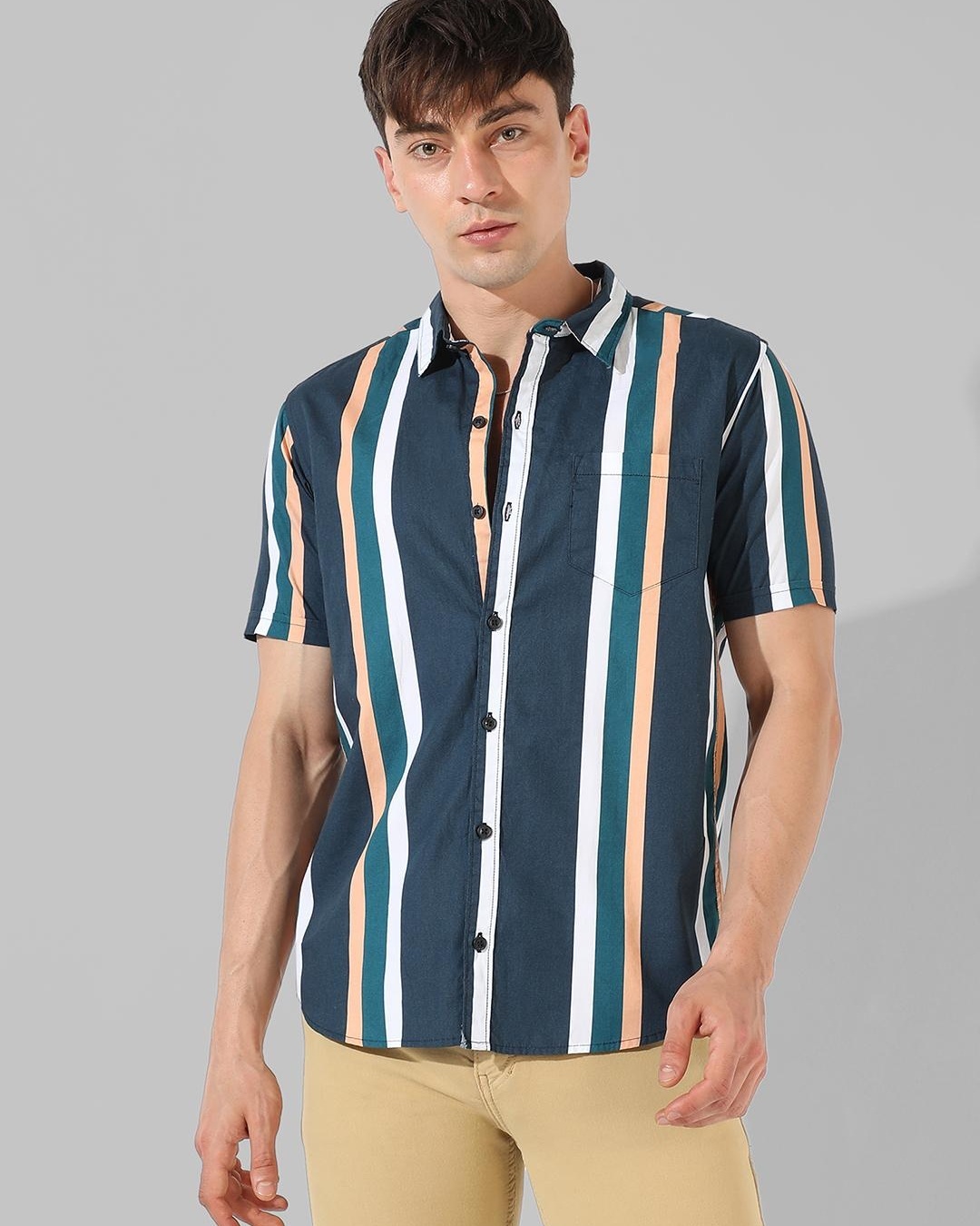 Buy Men's Blue Striped Shirt Online at Bewakoof