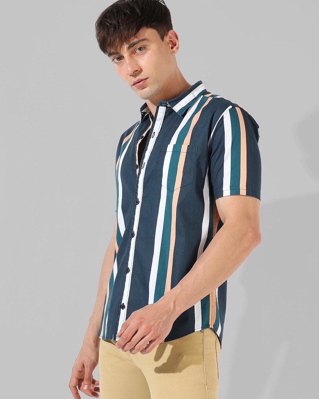 Shop Men's Blue Striped Shirt-Back