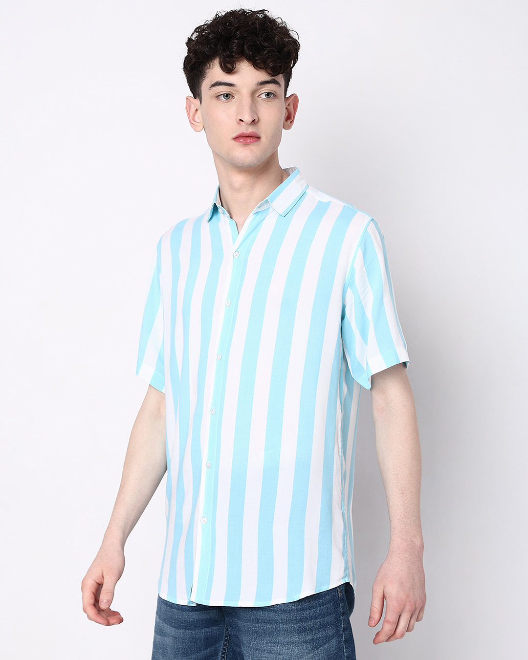 Light Green Striped Tee Men