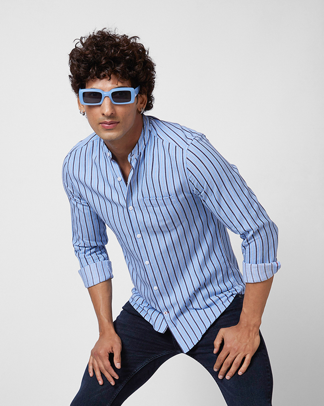 Buy Men's Blue Striped Shirt Online at Bewakoof