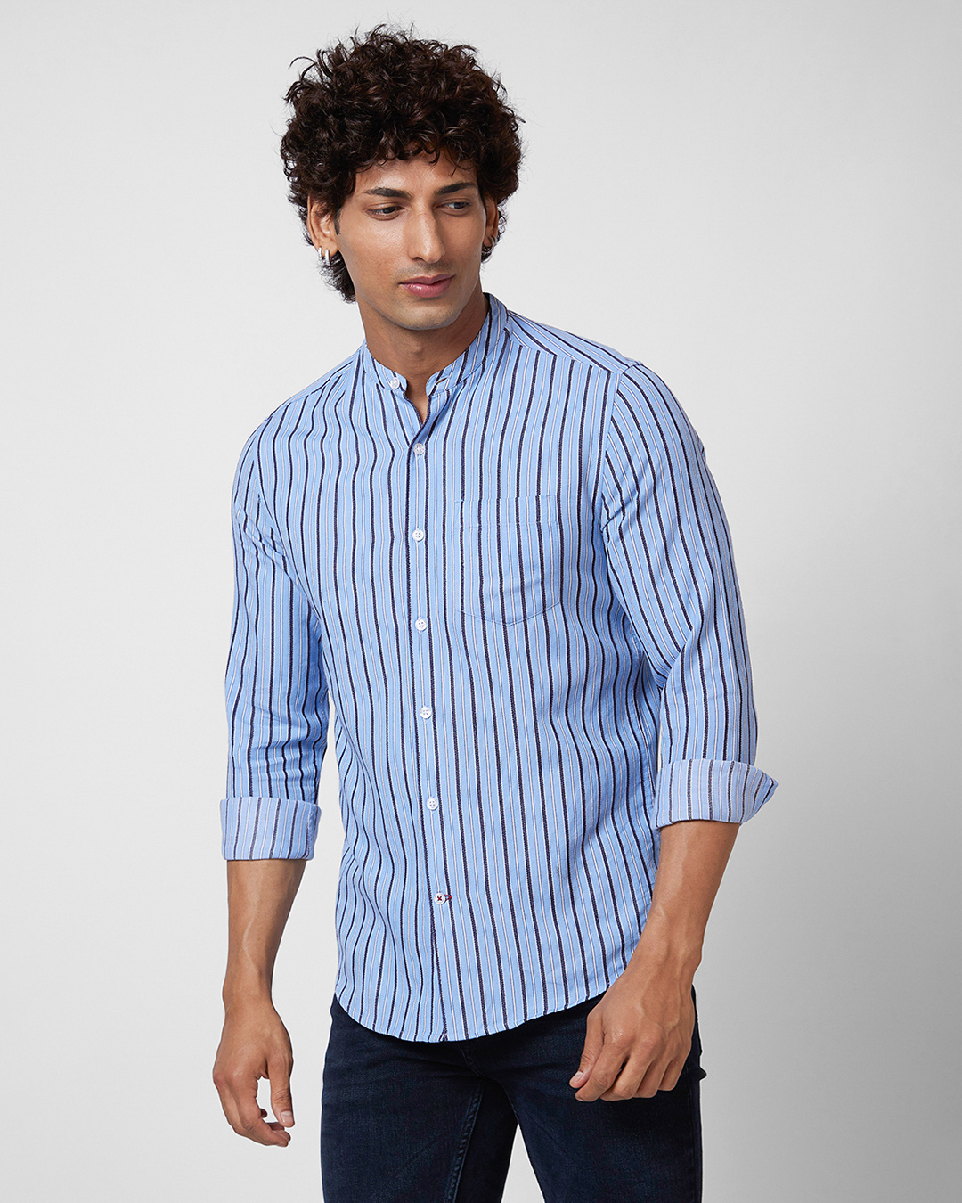 Shop Men's Blue Striped Shirt-Back