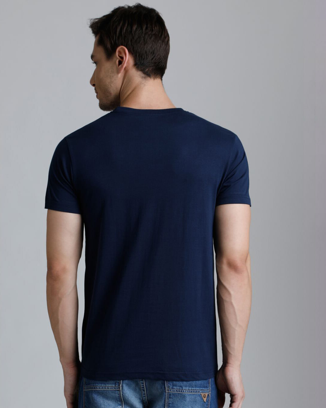 Shop Men's Blue Striped Slim Fit T-shirt-Back