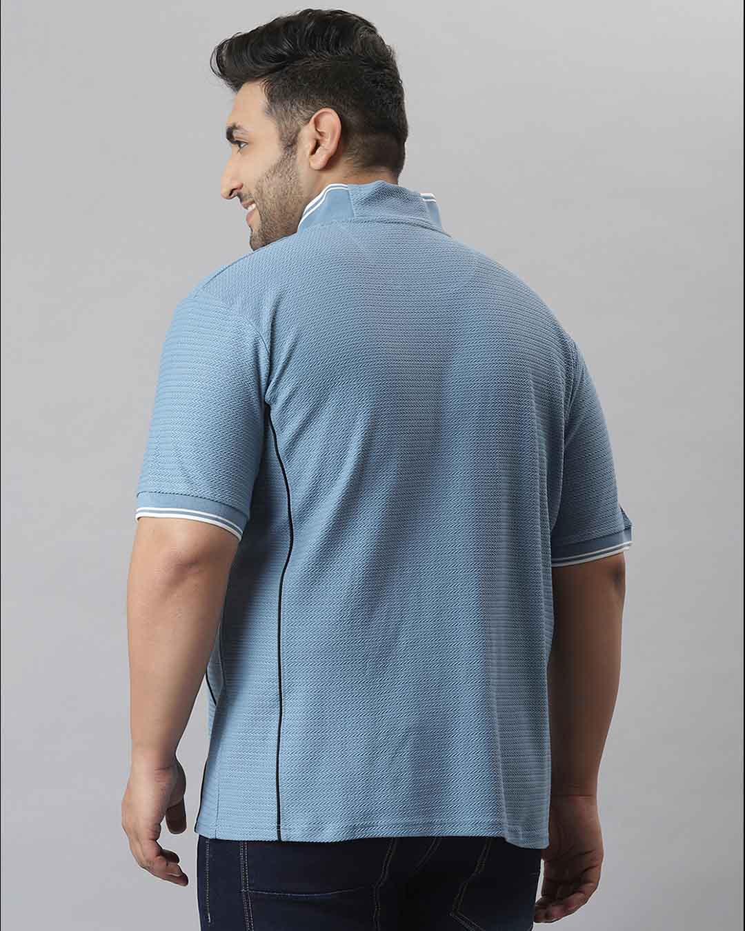 Shop Men's Blue Stylish Half Sleeve Casual T-shirt-Back