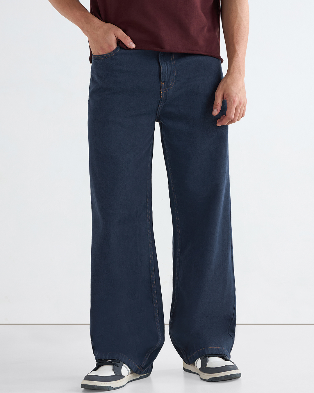 Shop Men's Blue Super Baggy Fit Mid-Rise Jeans-Back