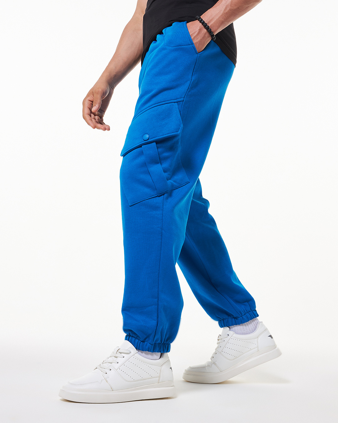 Shop Men's Blue Super Loose Fit Cargo Joggers-Back