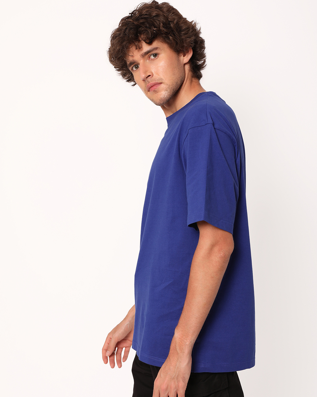 Shop Men's Blue Super Loose Fit T-shirt-Back