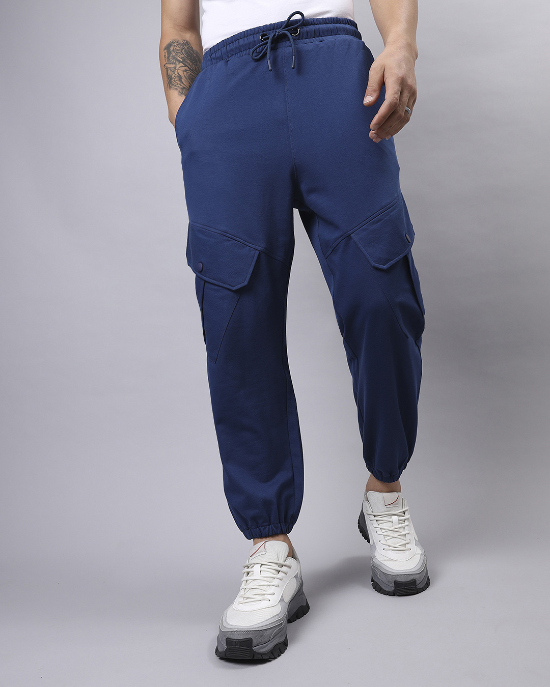 Buy Men's Blue Super Loose Fit Cargo Joggers Online at Bewakoof