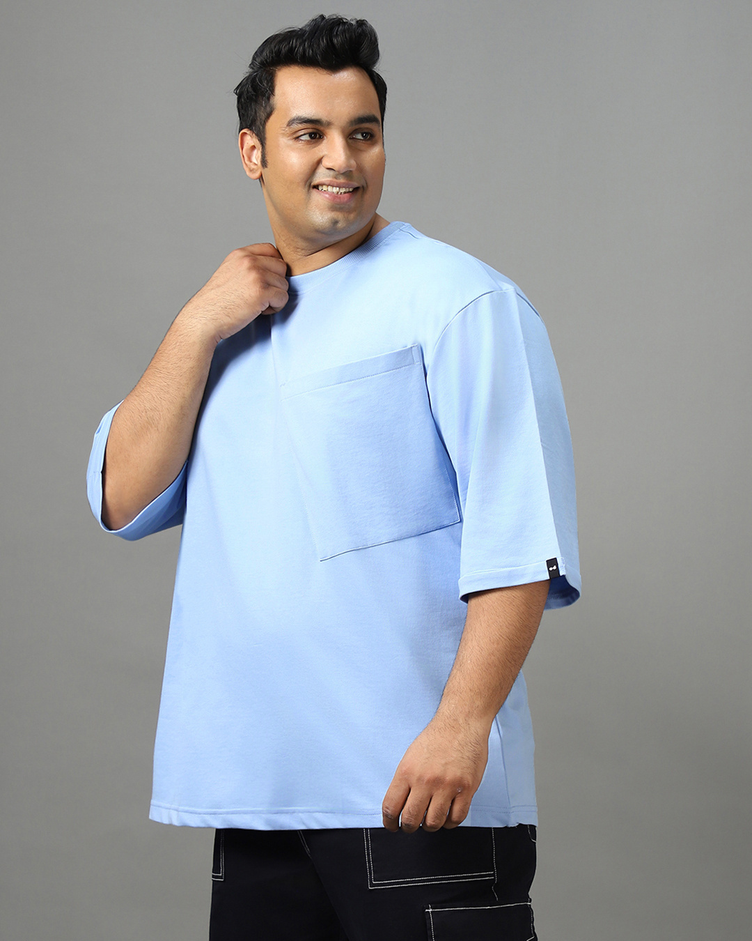 Shop Men's Blue Super Loose Fit Plus Size T-shirt-Back