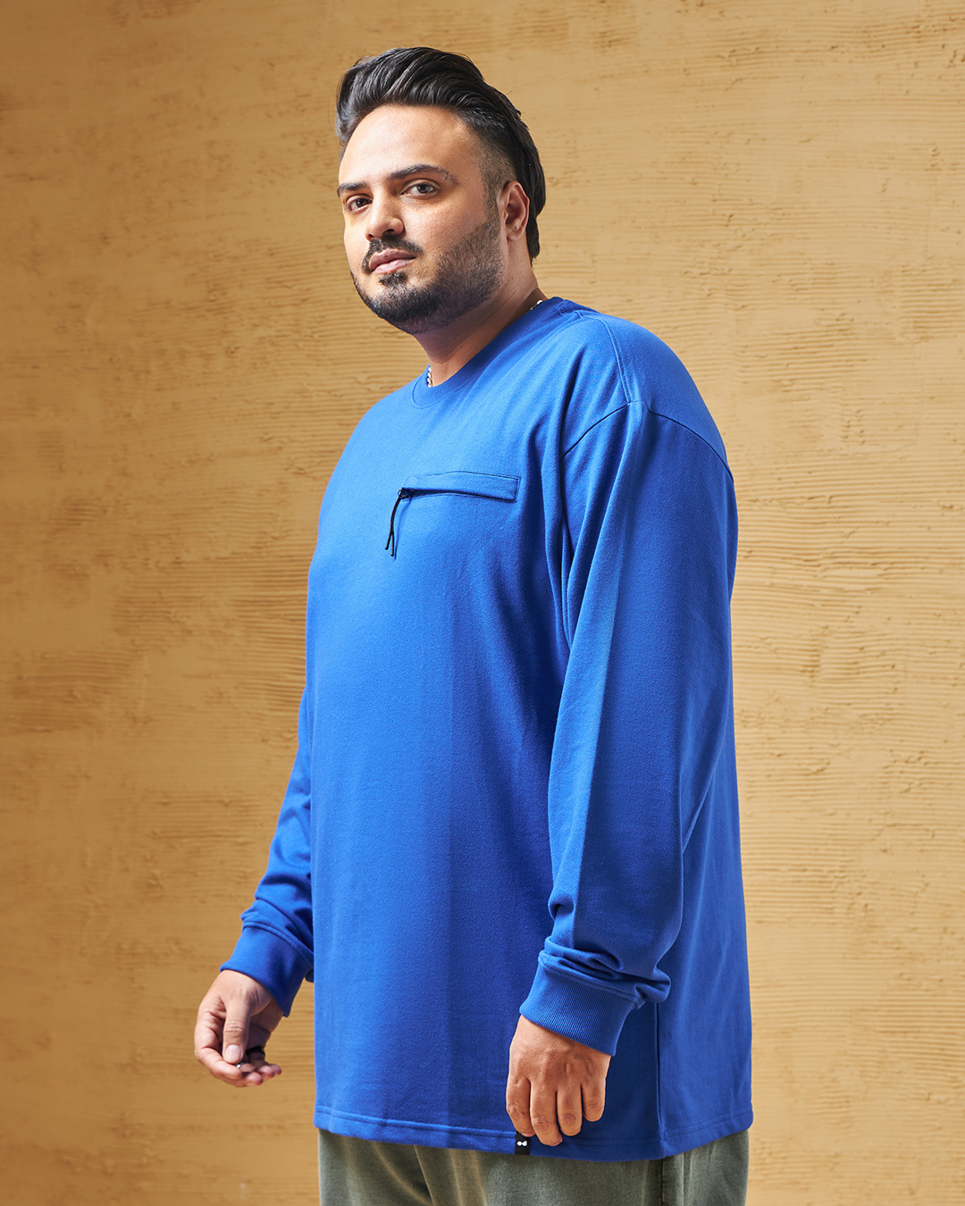 Shop Men's Blue Super Loose Fit Plus Size T-shirt-Back