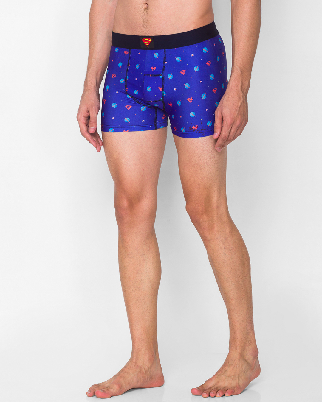 Shop Men's Blue Superman Globe Printed Smundies-Back