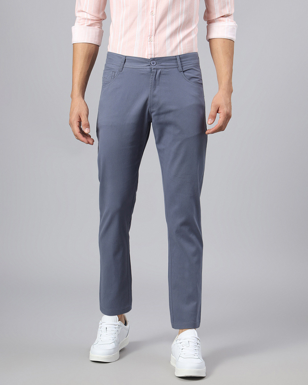 Buy Men's Blue Tapered Fit Chinos Online at Bewakoof