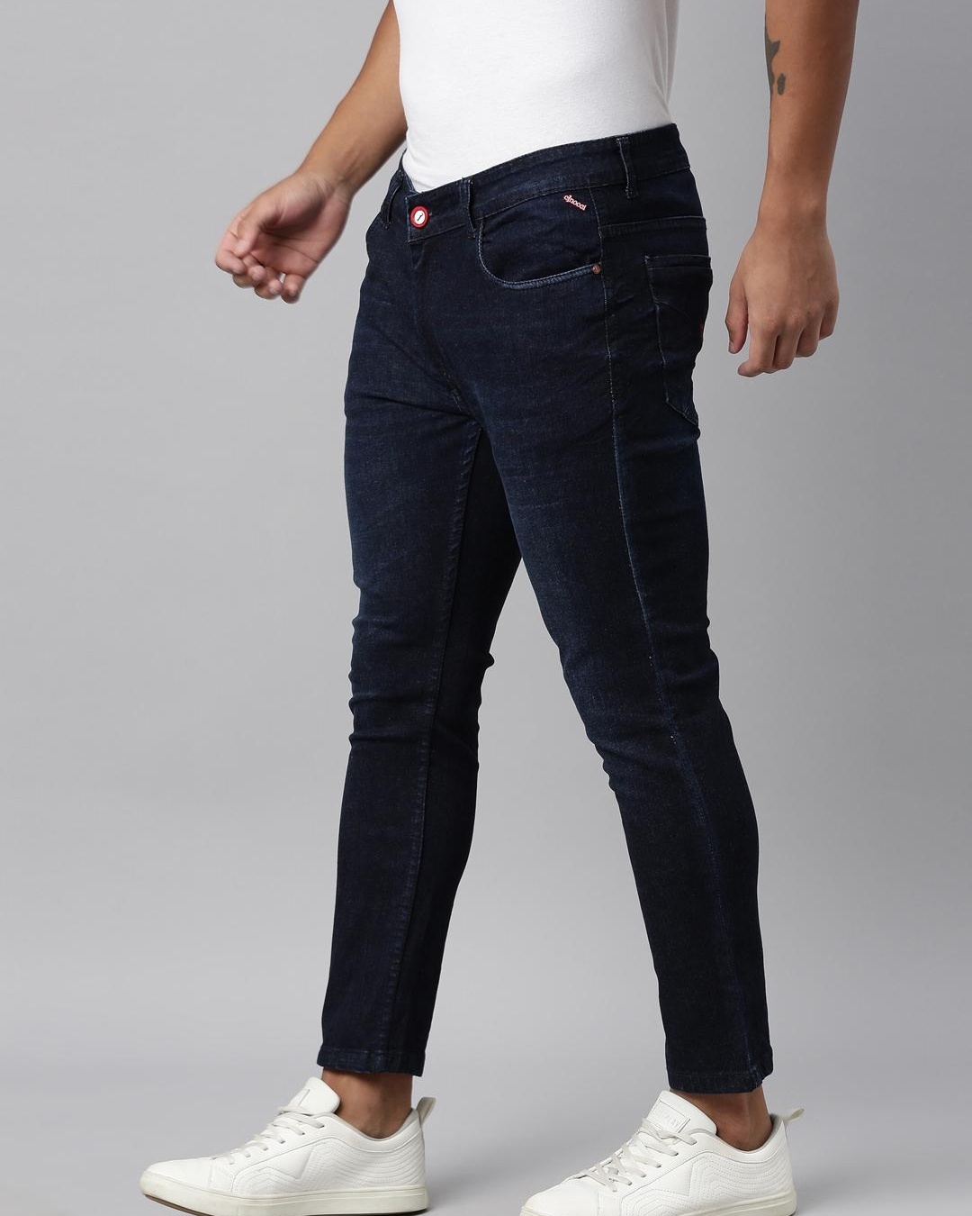 Shop Men's Blue Tapered Fit Jeans-Back