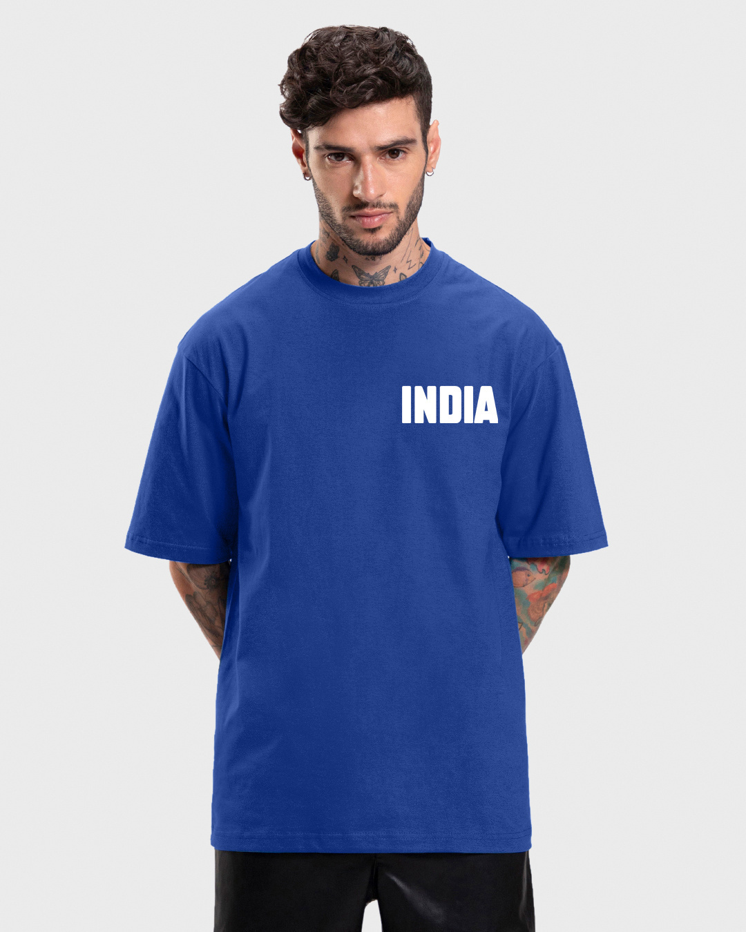 Shop Men's Team Blue Graphic Printed Oversized T-shirt-Back