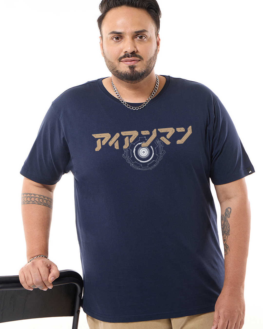 Shop Men's Blue Techno Iron Man Graphic Printed Plus Size T-shirt-Back