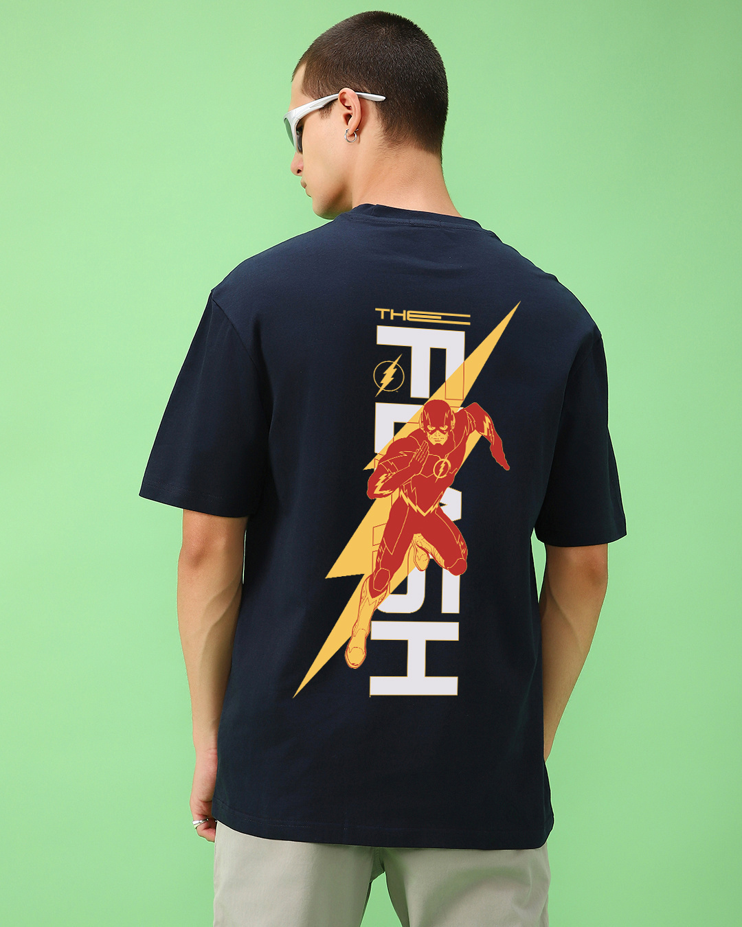Buy Men's Blue The Flash Graphic Printed Oversized T-shirt Online at ...