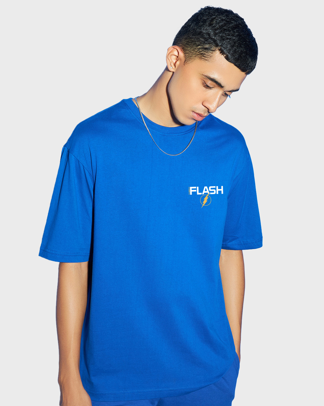 Shop Men's Blue The Flash Graphic Printed Oversized T-shirt-Back