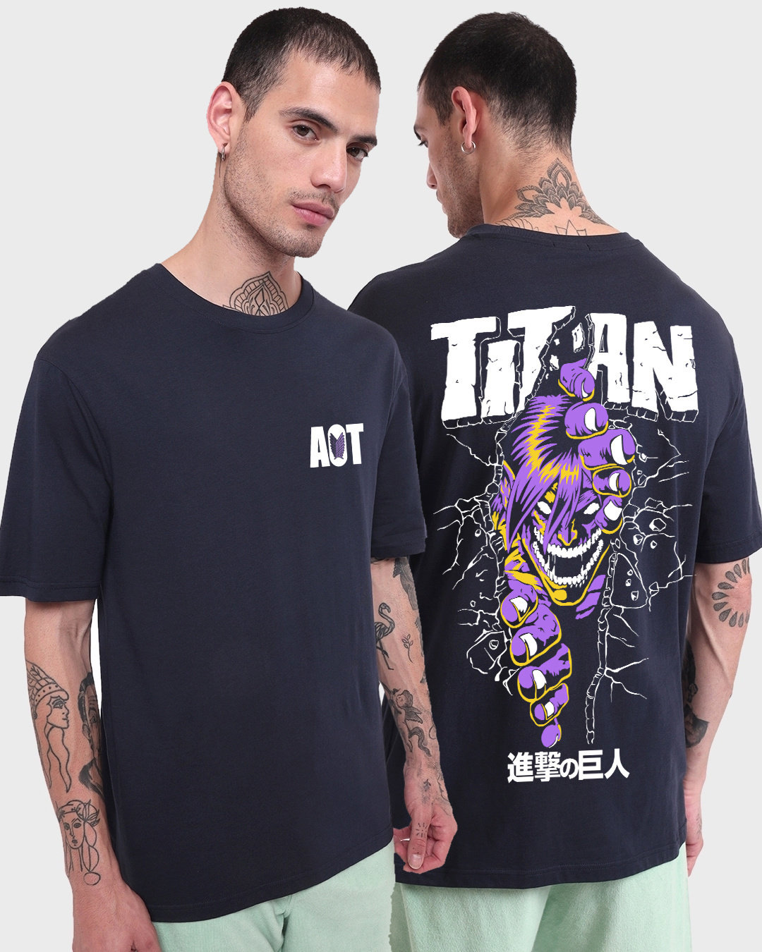 Buy Men's Blue The Founding Titan Graphic Printed Oversized T-shirt ...