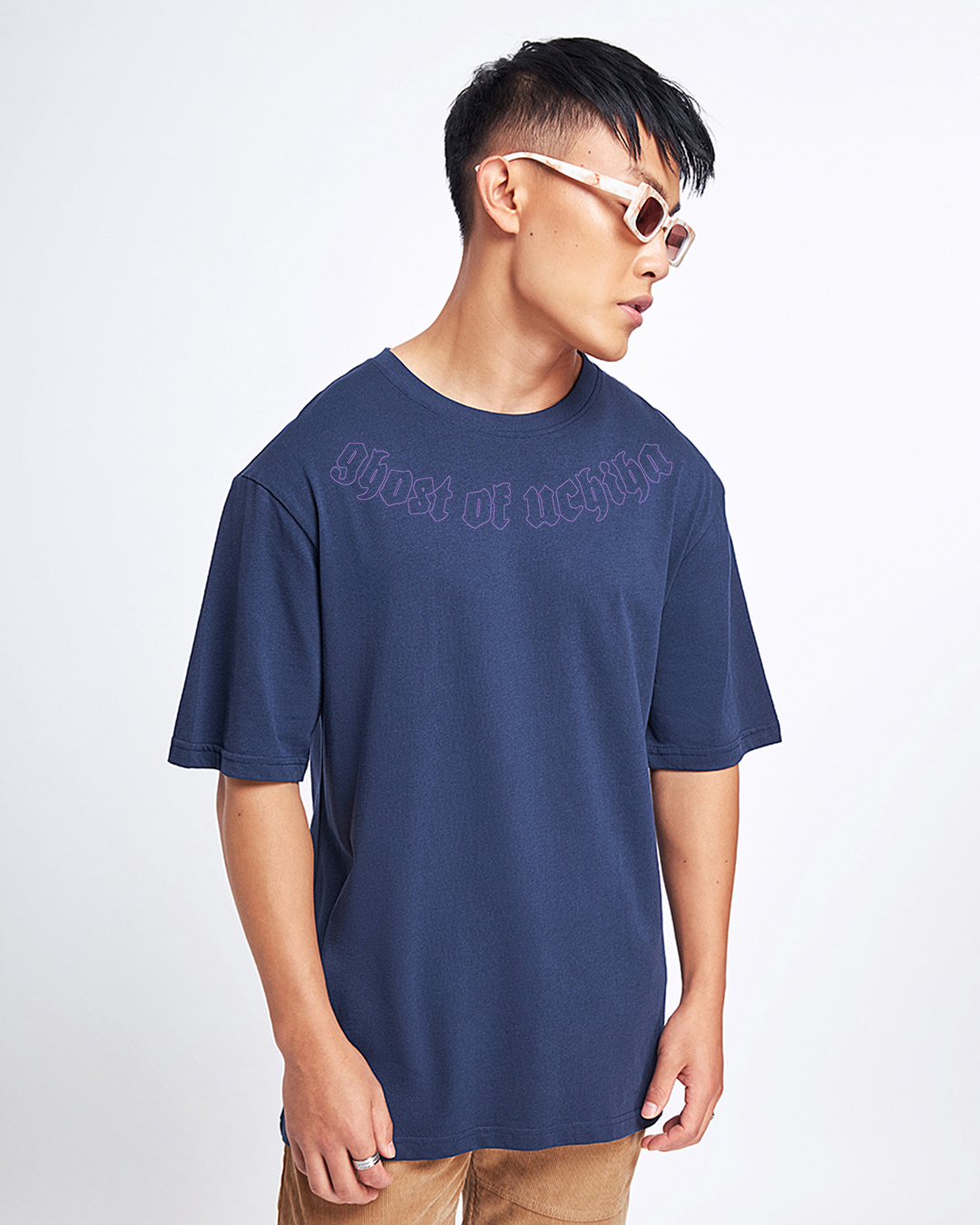 Shop Men's Blue The Ghost Graphic Printed Oversized T-shirt-Back