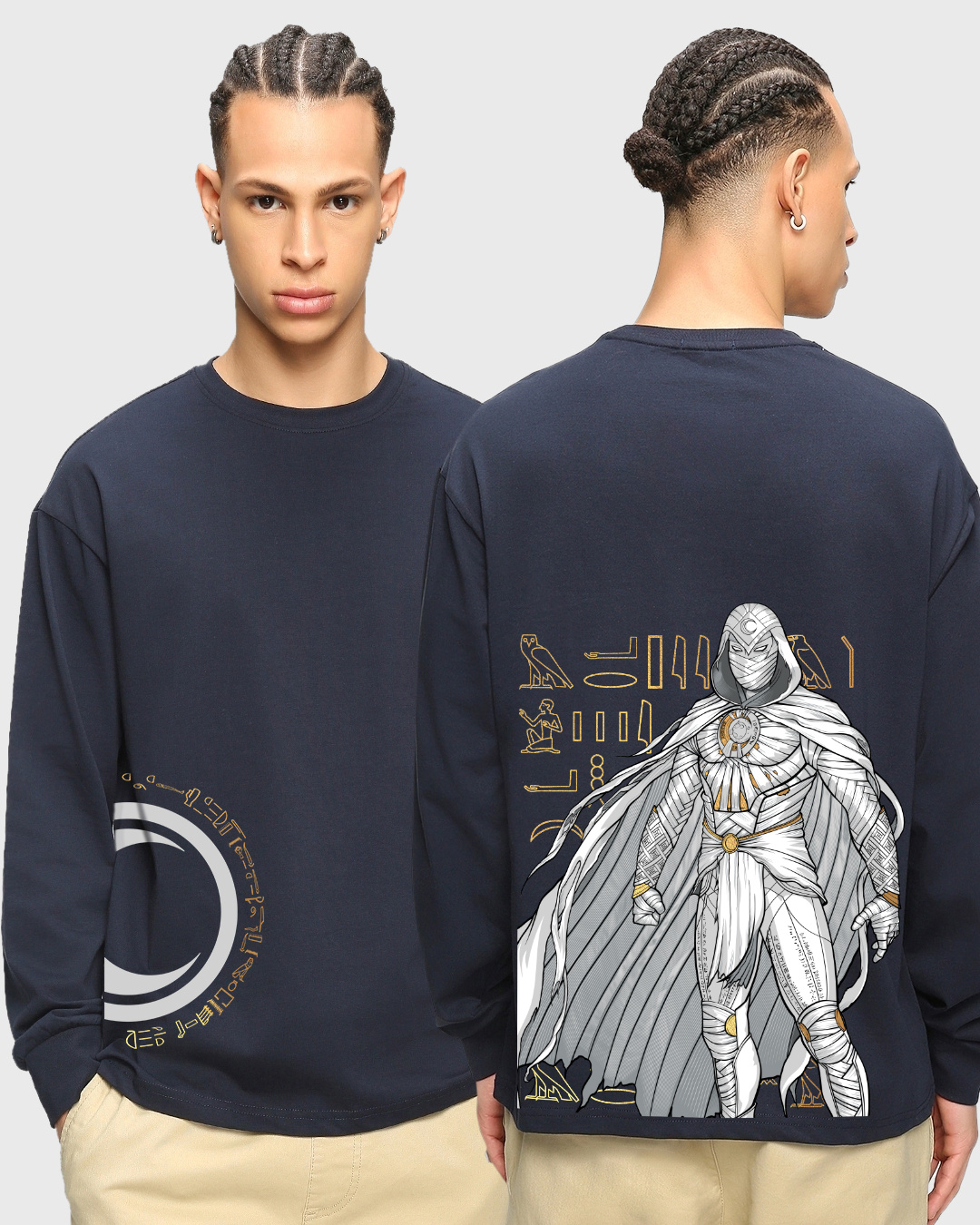 Buy Men's Blue The Moon Knight Graphic Printed Oversized T-shirt Online 