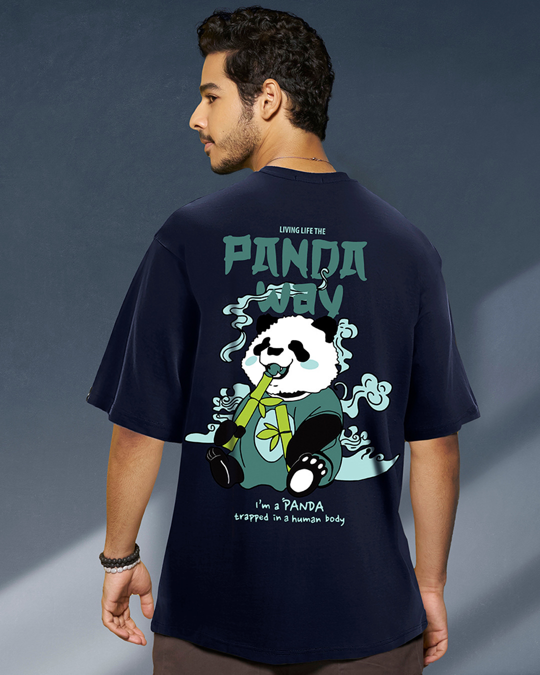 Buy Men's Blue The Panda Way Graphic Printed Oversized T-shirt Online ...