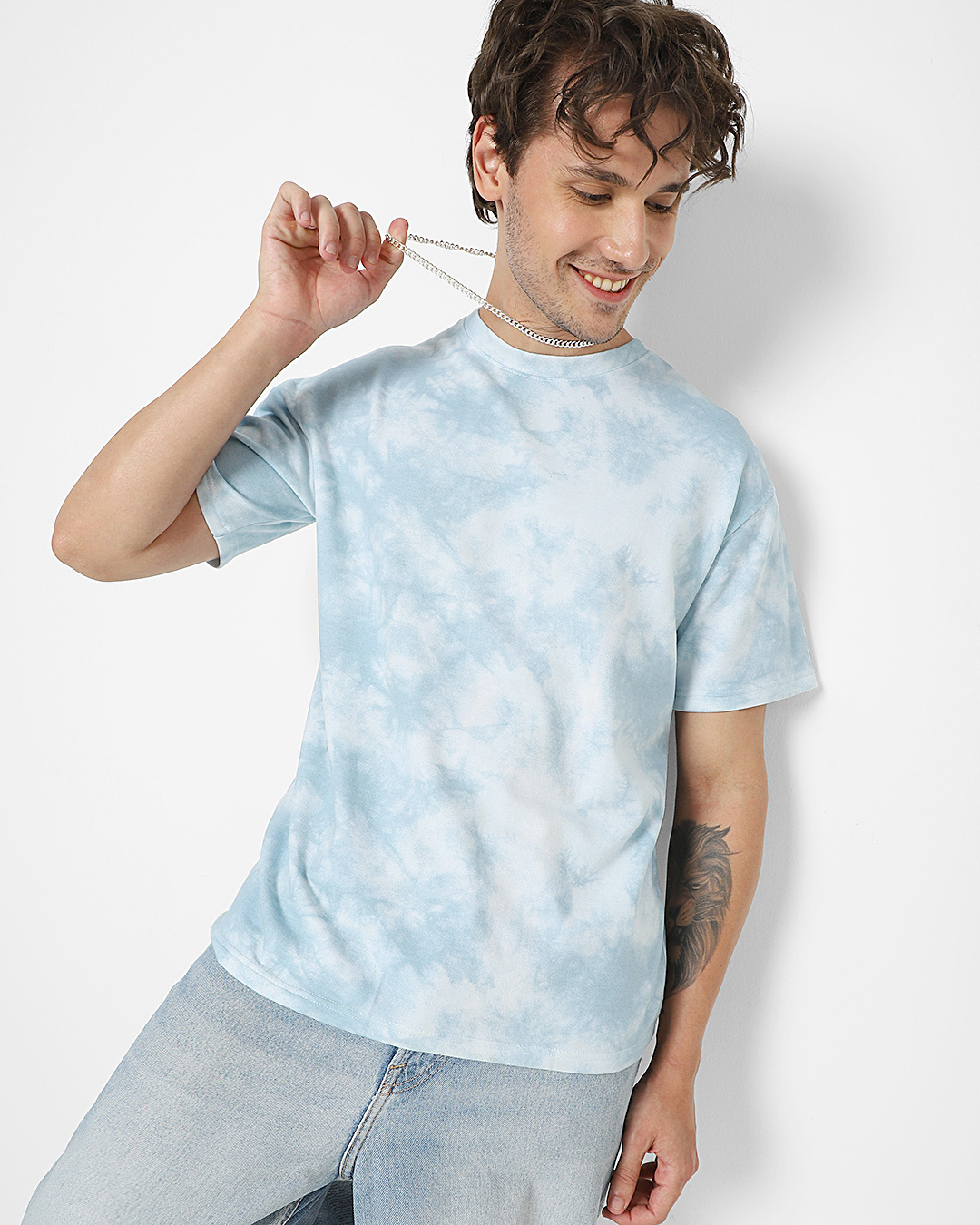 Buy Mens Blue Tie And Dye Oversized T Shirt Online At Bewakoof