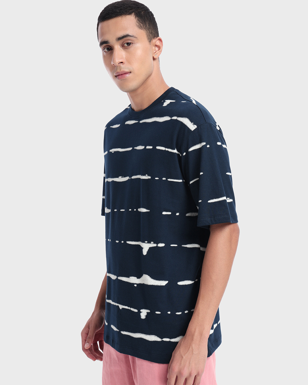 Shop Men's Blue Tie & Dye Plus Size Oversized T-shirt-Back