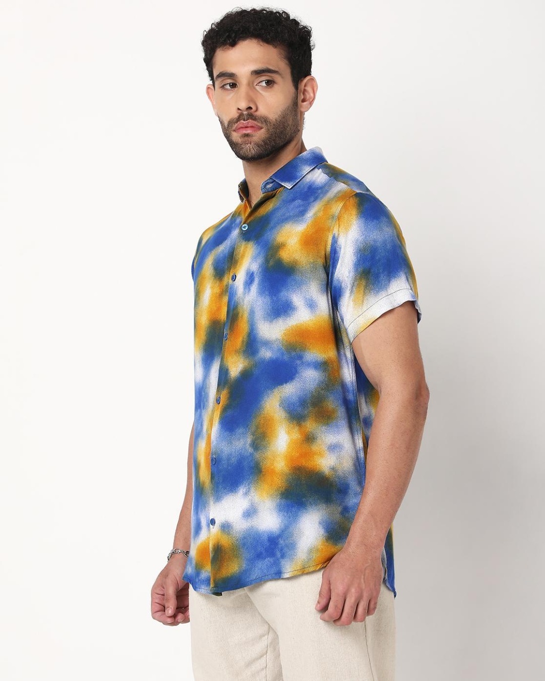 mens pink and blue tie dye shirt