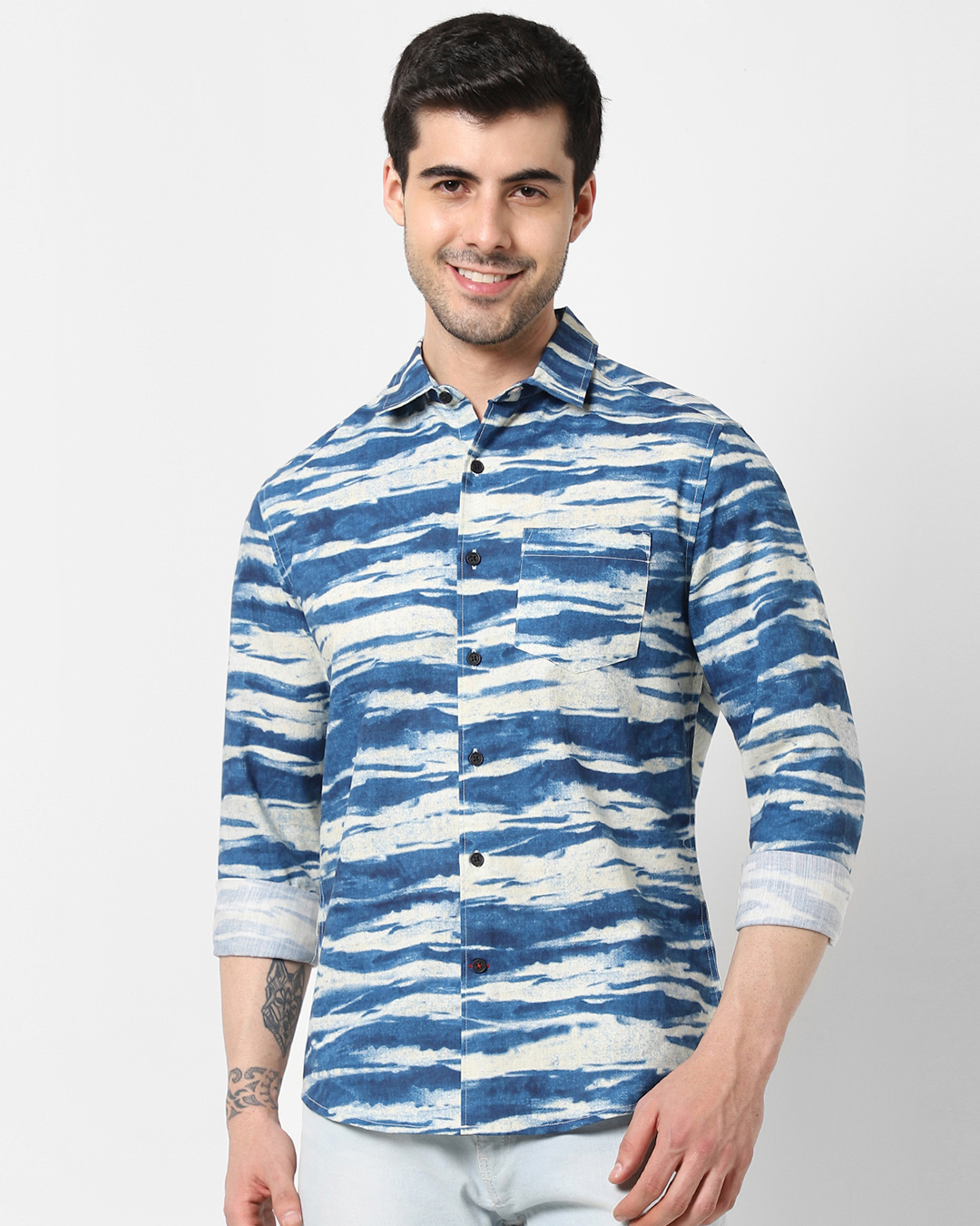 Shop Men's Blue Tie & Dye Shirt-Back