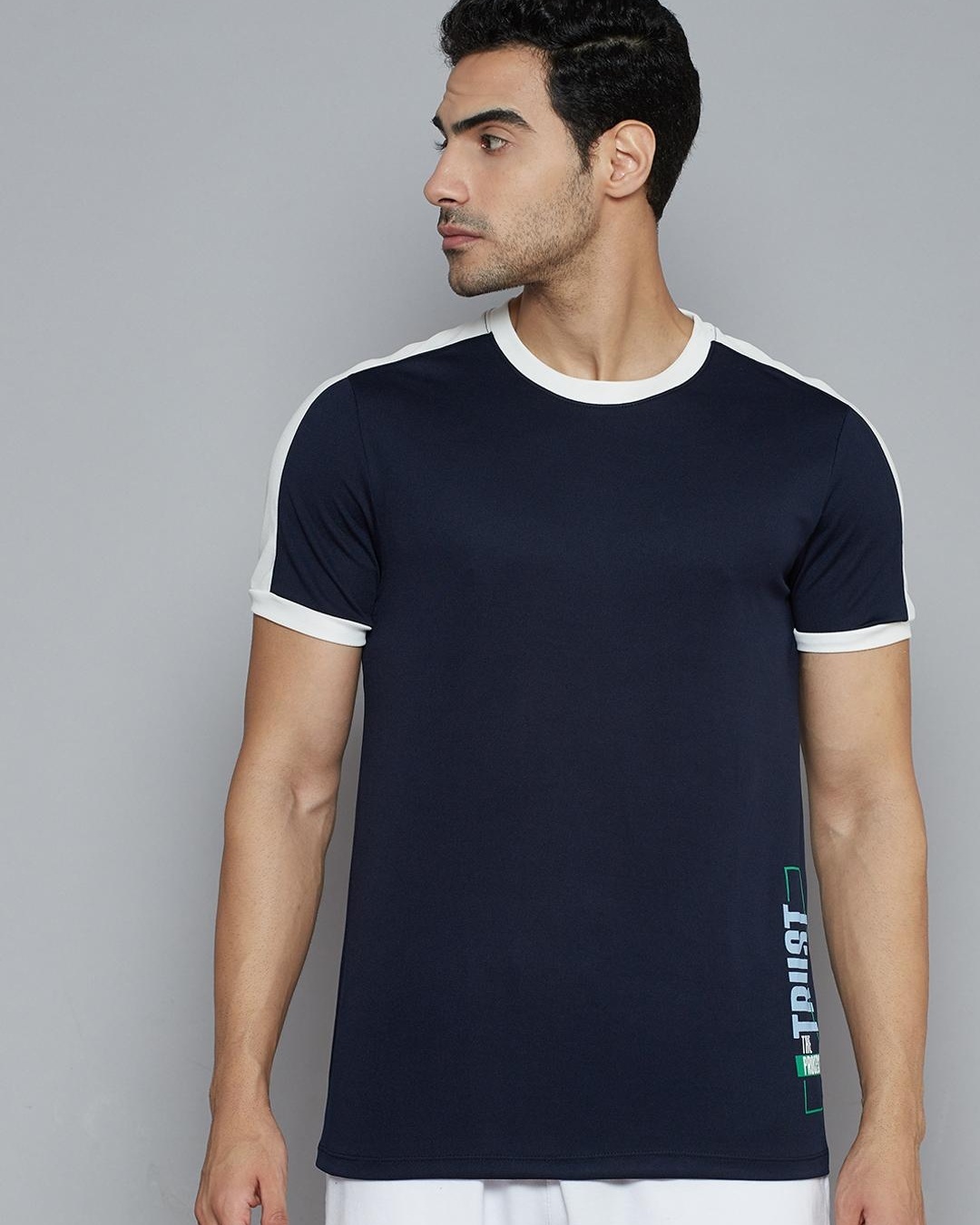 Shop Men's Blue Trust Typography Slim Fit T-shirt-Back