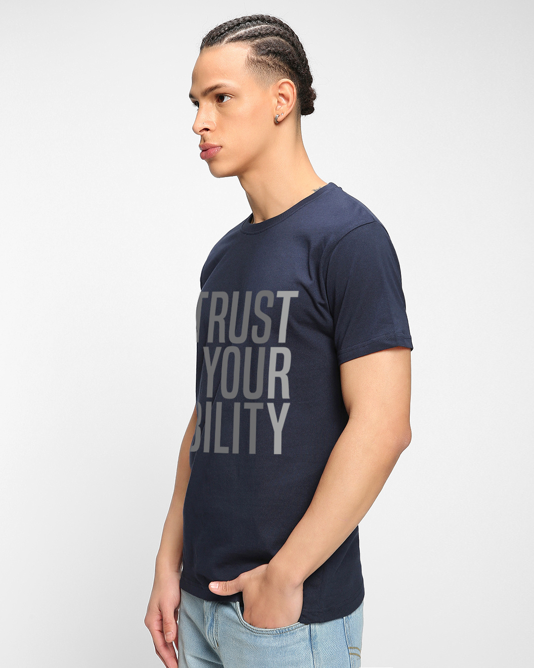 Shop Men's Blue Trust Your Ability Typography T-shirt-Back