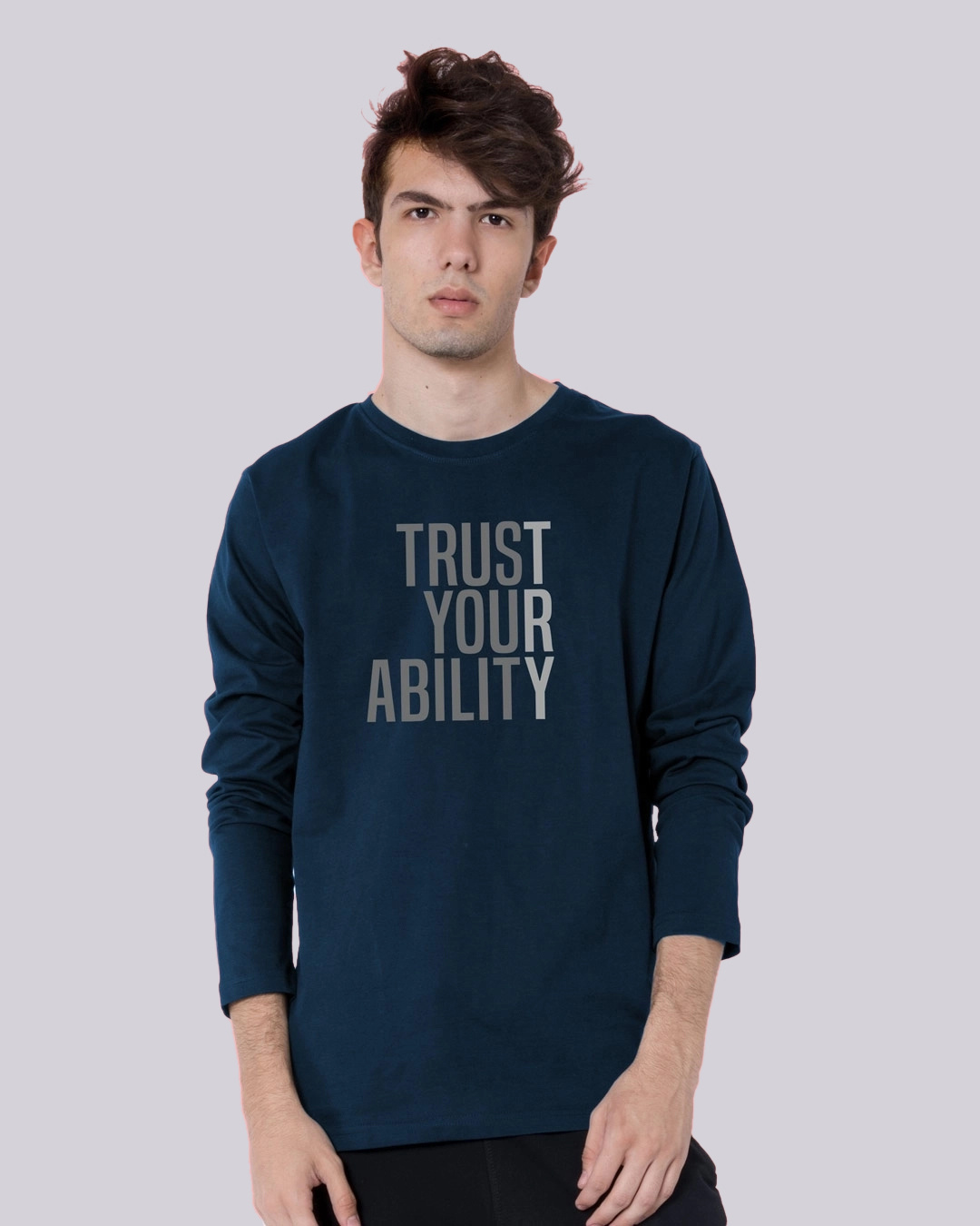 Shop Men's Blue Trust Your Ability Typography T-shirt-Back