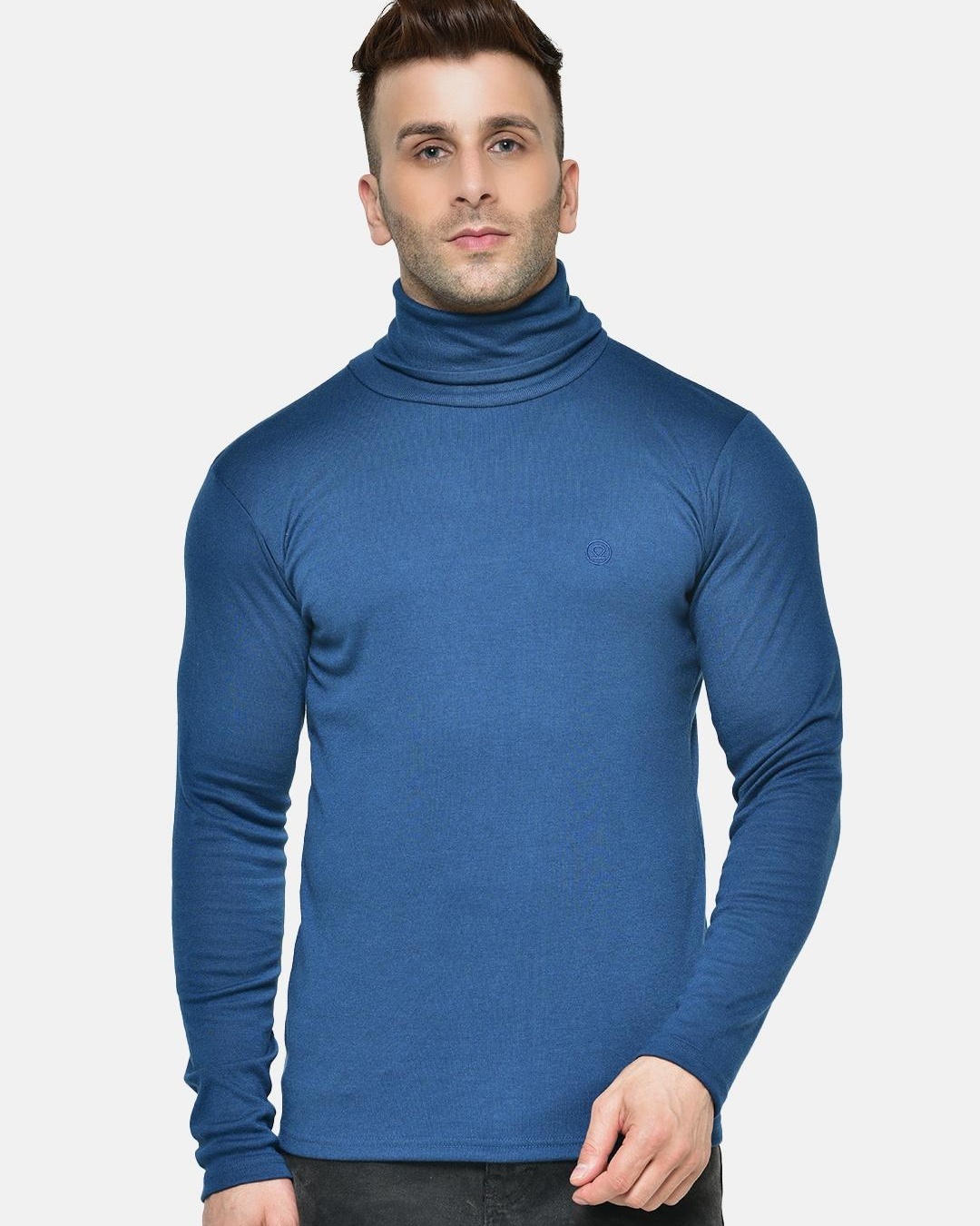 Buy Men's Blue Turtle Neck Tshirt for Men Blue Online at Bewakoof